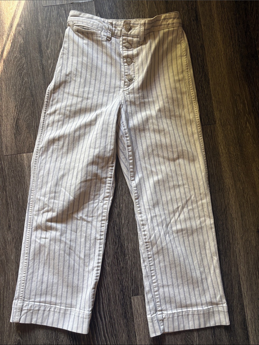 Madewell Pinstriped Wide Leg Cropped Jeans